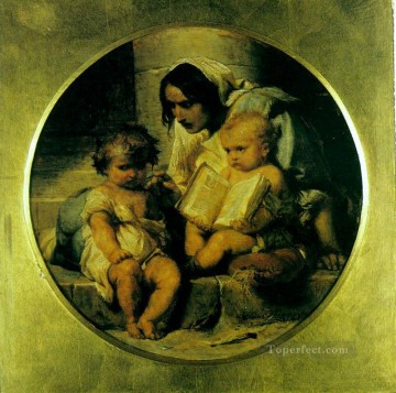  Hippolyte Oil Painting - A Child Learning to Read 1848 histories Hippolyte Delaroche